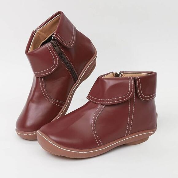 Fashion Womens Ankle Boot Comfortable Slip On Flat Booties Red Size 8US / 39CN - Picture 12 of 13